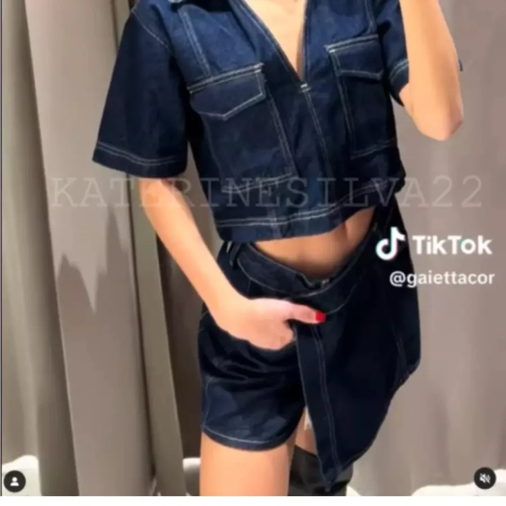 zara denim wrap skort - Picture 4 of 4